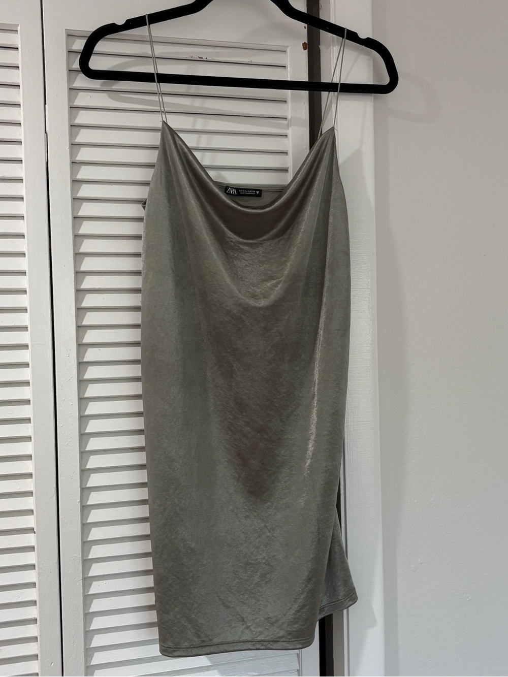Zara Satin Slip Dress with Cowl Neck
